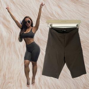 FASHION NOVA Olive Green Biker Shorts